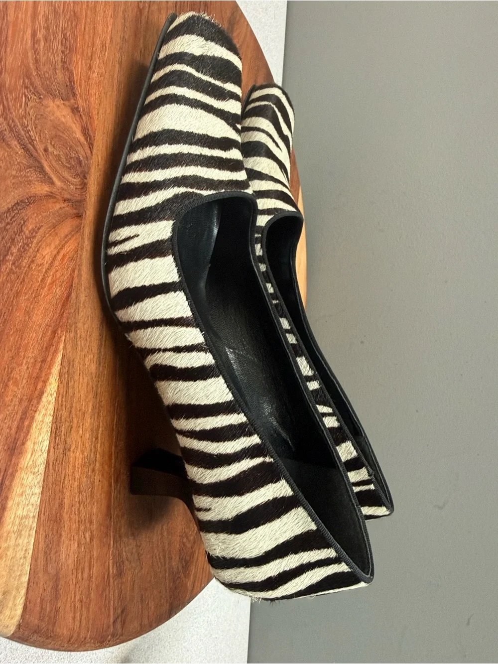 Enzo Angiolini Zebra Print Pumps in Black and Cream